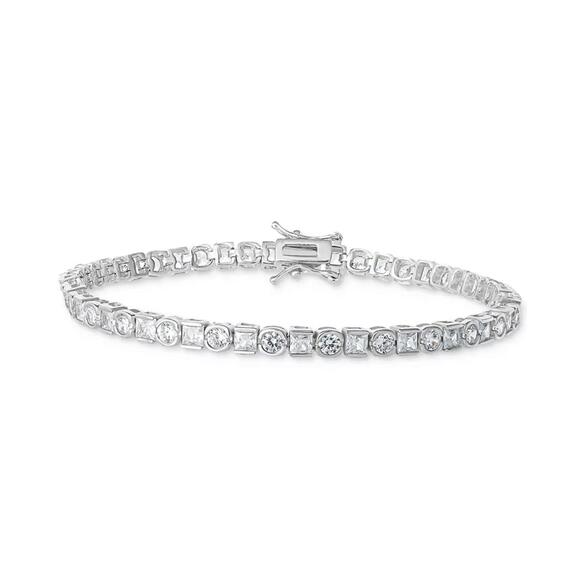 Giani Bernini Jewelry - Cubic Zirconia Square & Round Tennis Bracelet in Sterling Silver